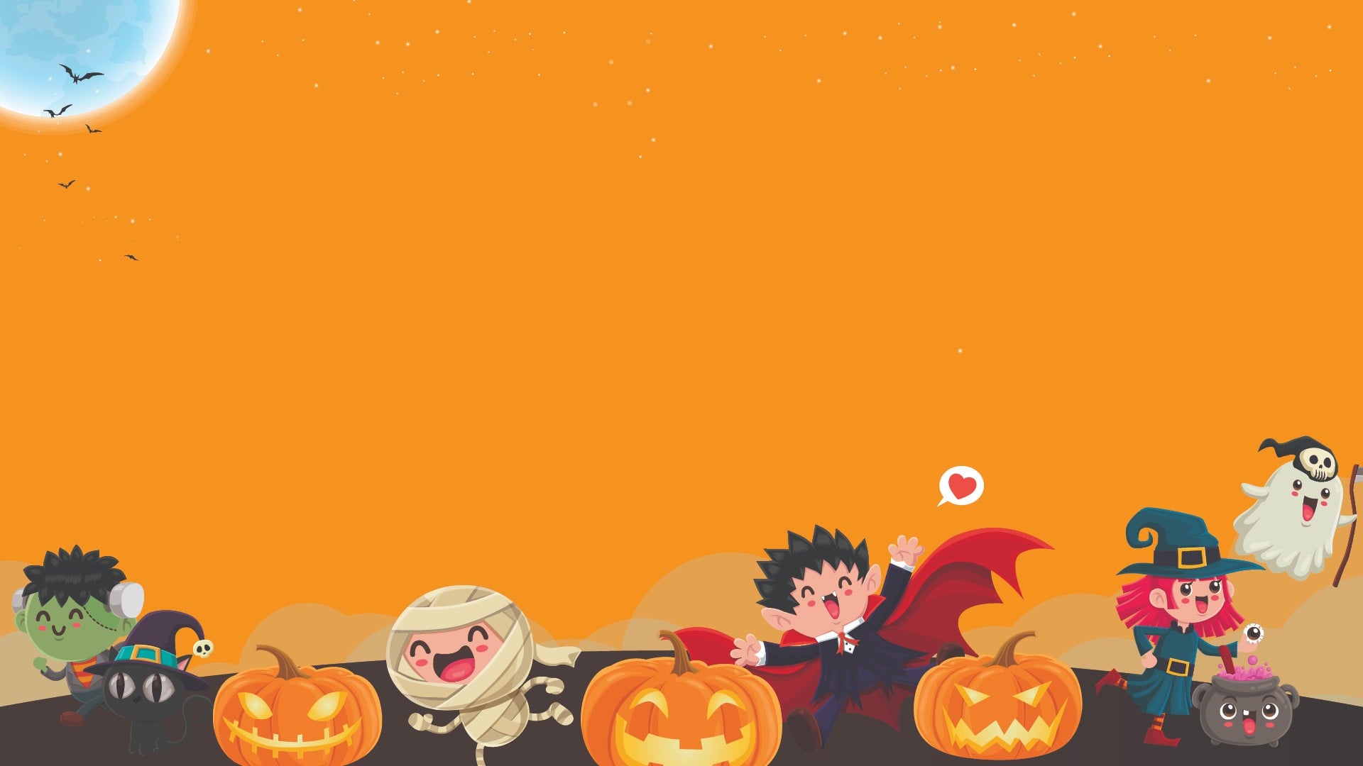 Halloween characters and jack-o-lanterns for the Smiles for Kids Trunk or Treat